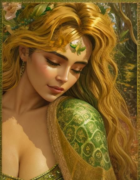 Voluptuous Mother Nature Earth Goddess in Romantic Style