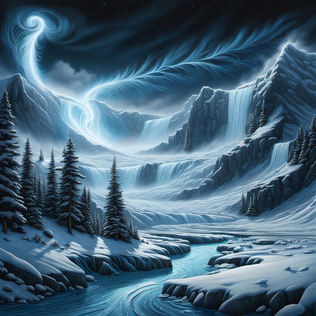 Ice Tornado at the North Pole in Cosmic Style