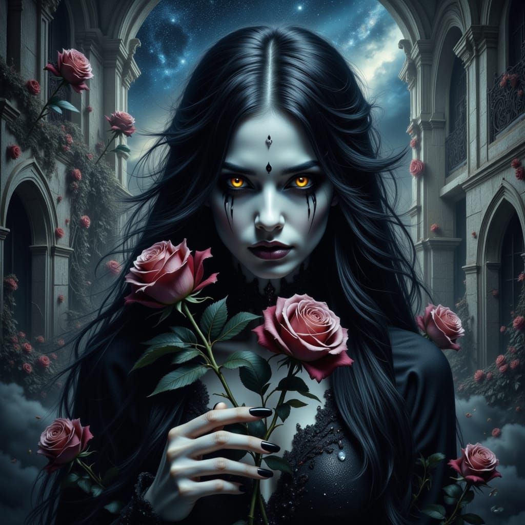 Zombie Woman in Dark Fantasy Gothic Sci-Fi Style