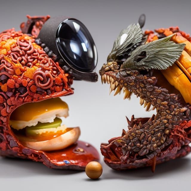 Surreal English Breakfast by Giger, Escher, and Dali