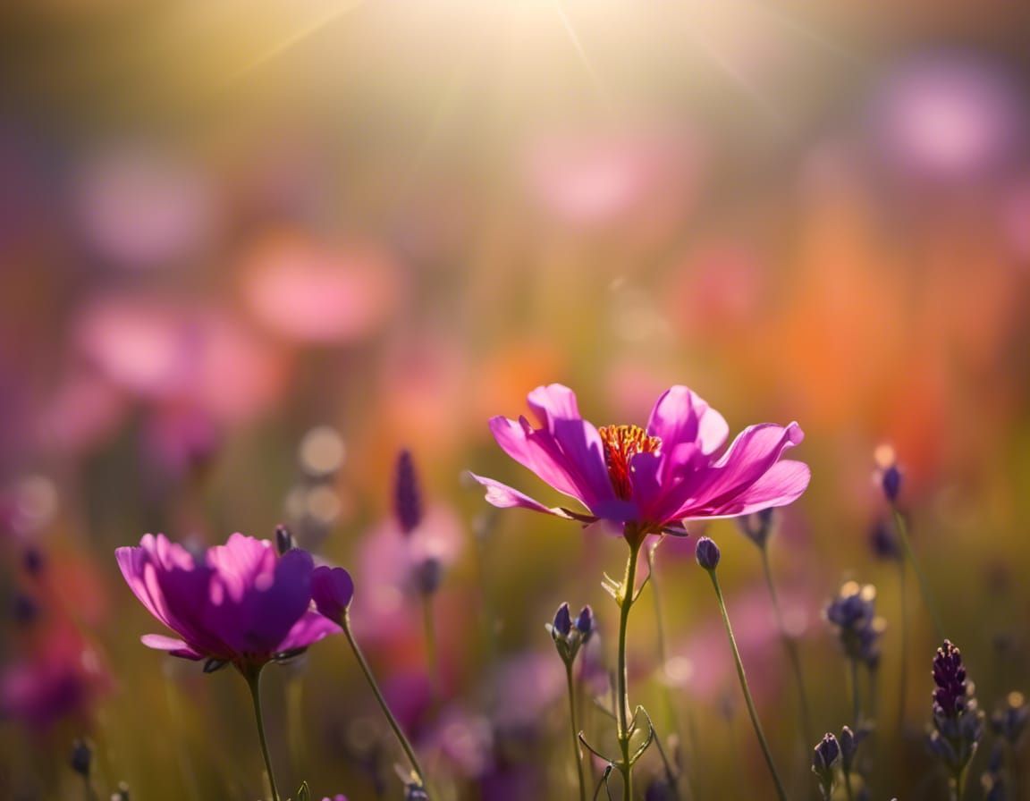 Vibrant Flower in Sunlit Meadow: Nature Photography