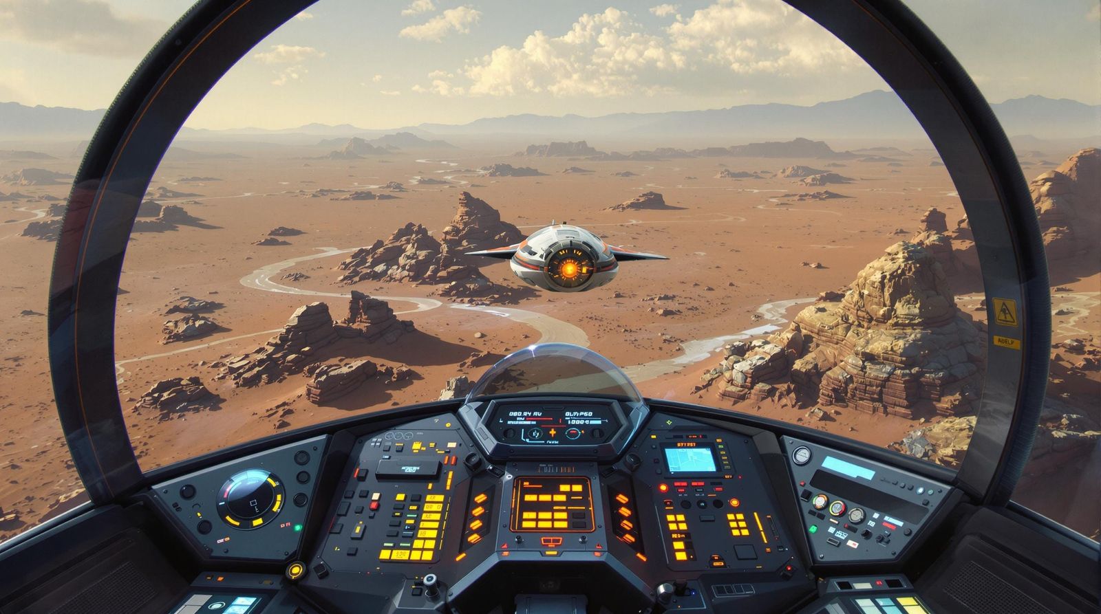 Martian Valley View from Cockpit Interior