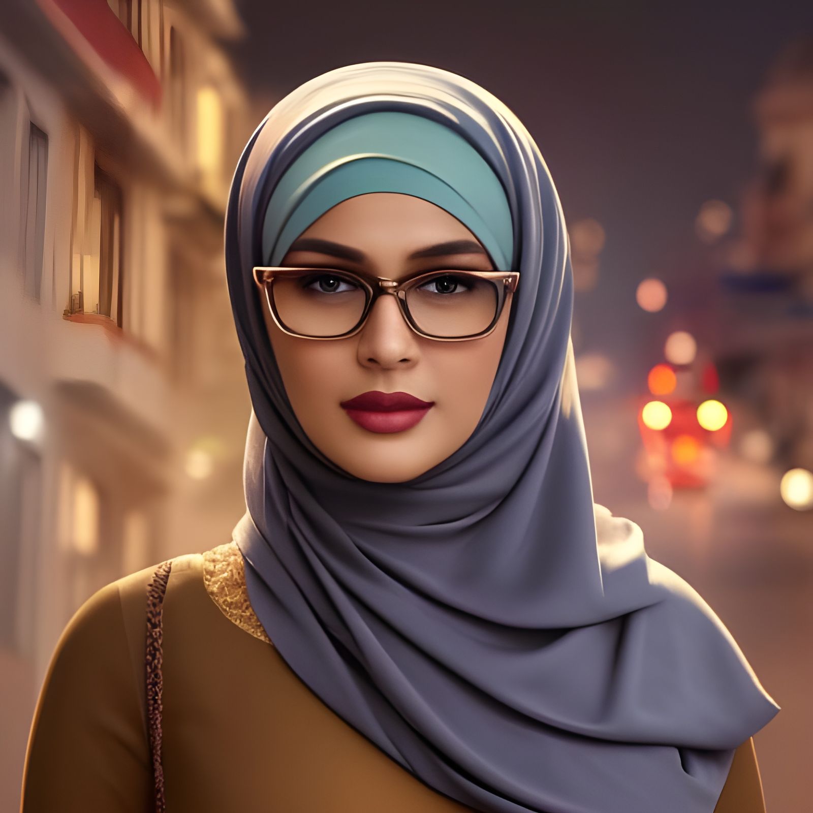 German Woman in Hijab, Hyperdetailed Portrait