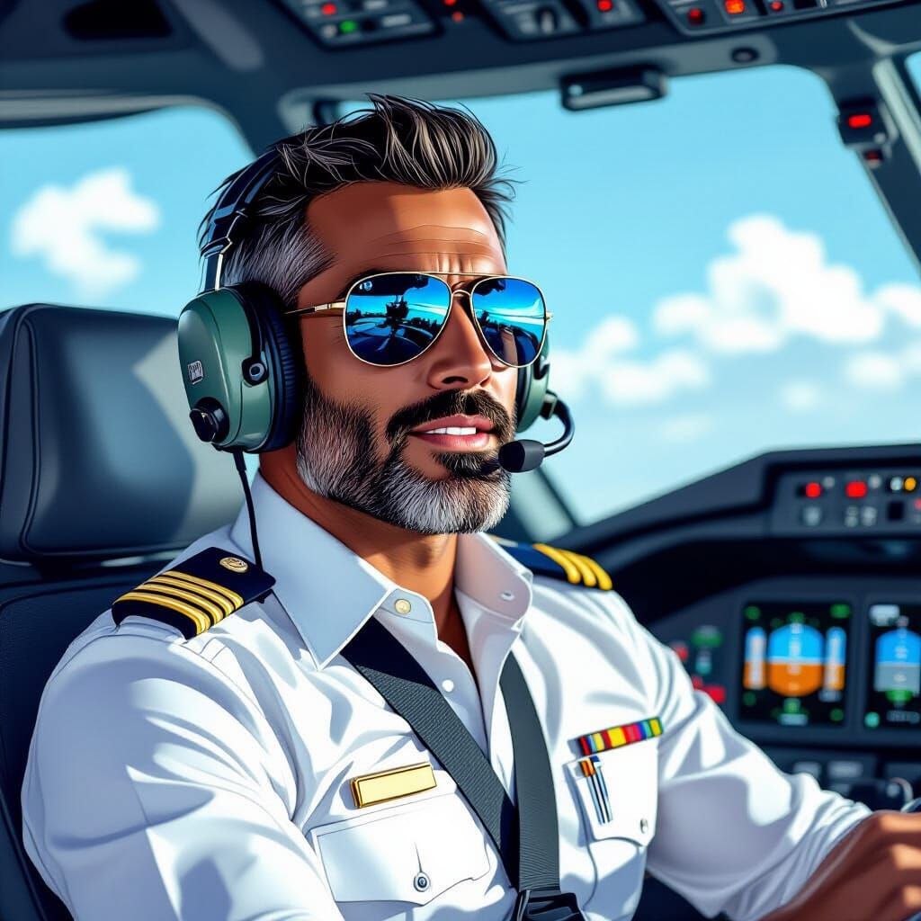 Commercial Pilot in Franco-Belgian Comic Style
