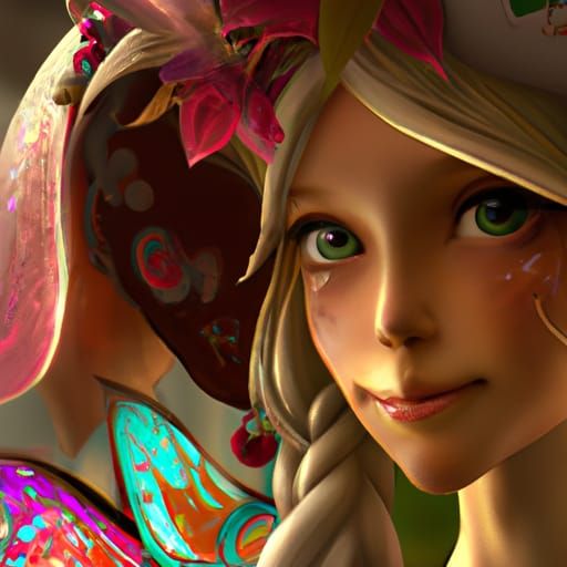 Sugarplum Fairy Portrait in Hyperdetailed Art Nouveau Style