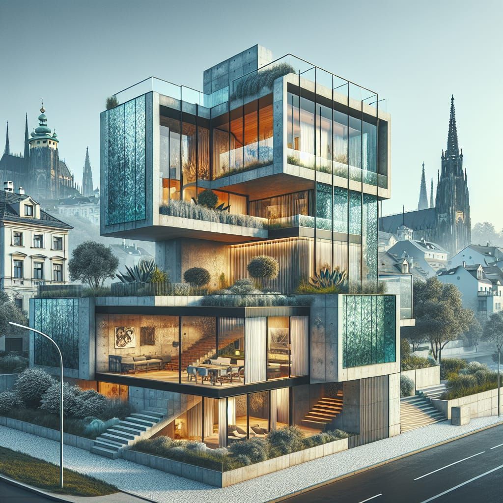 Luxury Modern Villa in Prague: Digital Art