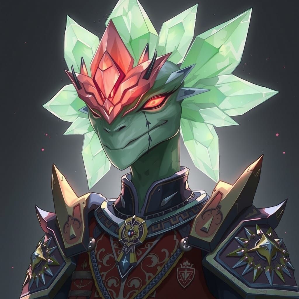 Crystal Head Warrior in Anime Style