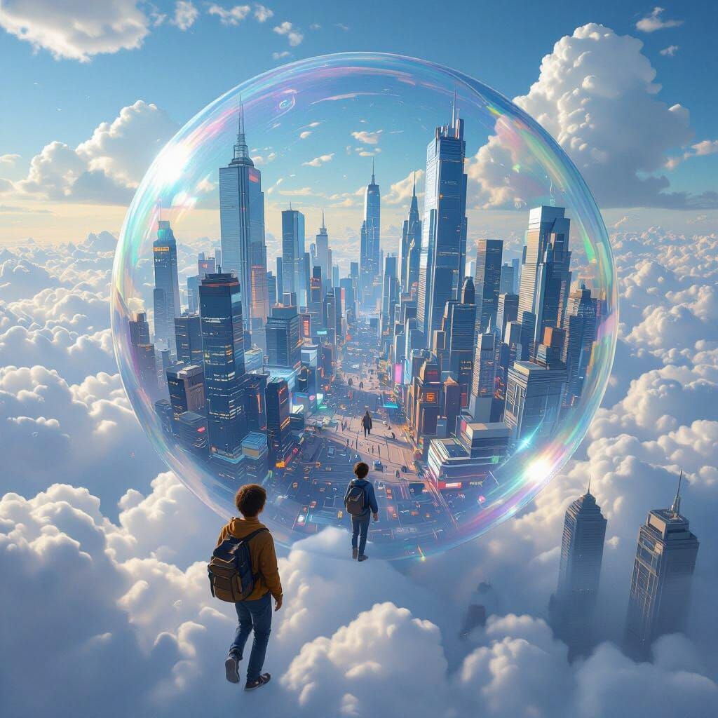 Metropolis in a Bubble: Photorealistic Cityscape