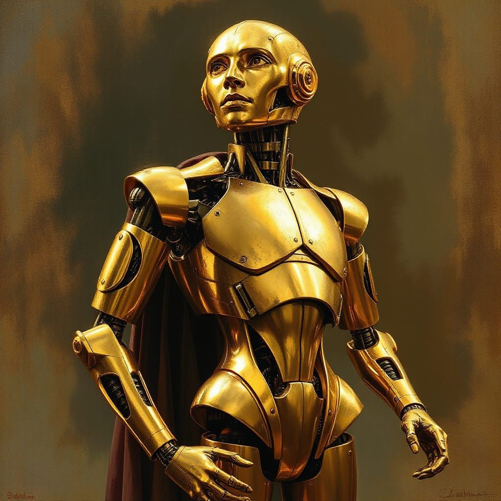 Renaissance Robot Oil Painting in Da Vinci Style