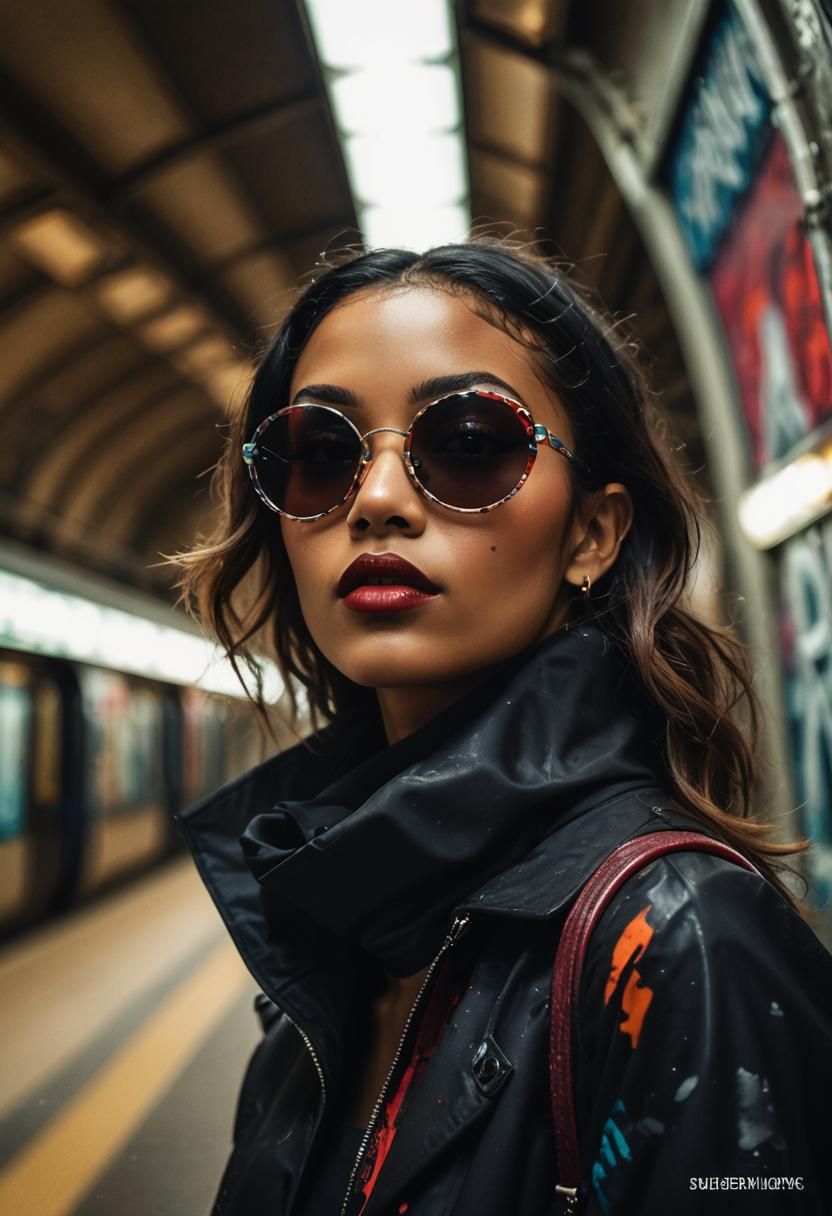 Fashion Editorial: Model in Paris Metro, Polychromatic Color...
