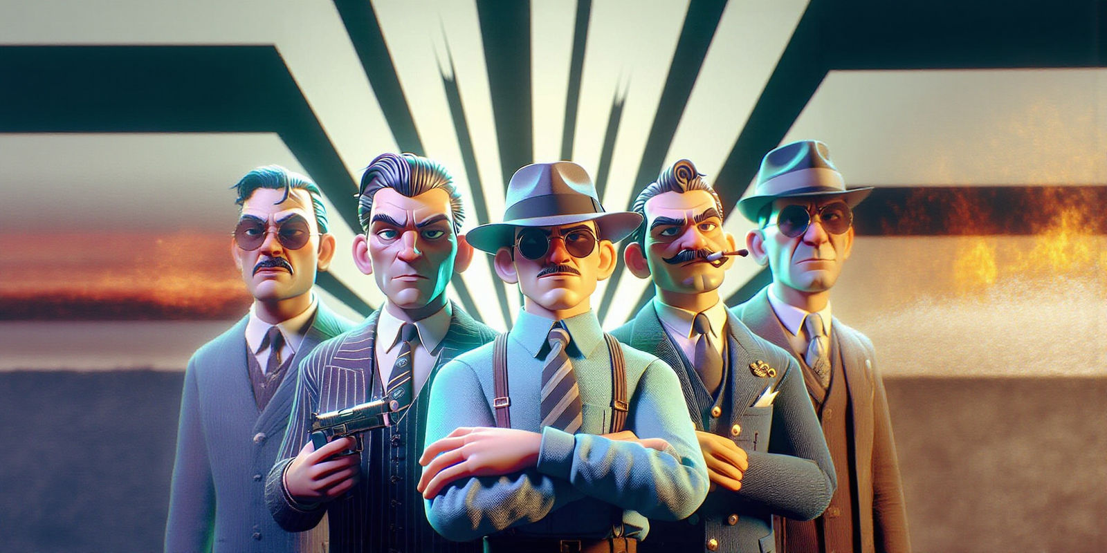 Gangster Family Portrait in Early 20th Century Animation Sty...