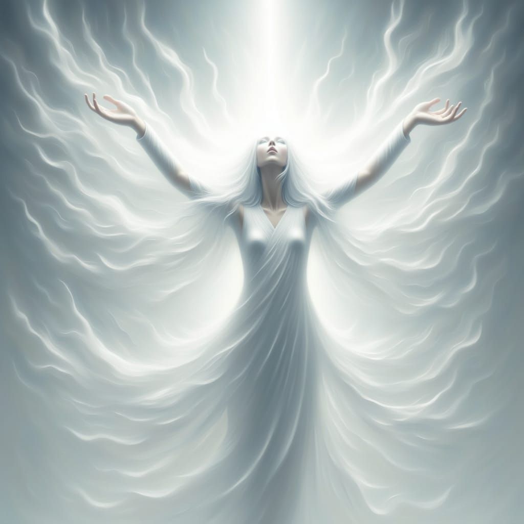 Radiant White Goddess in Ethereal Light