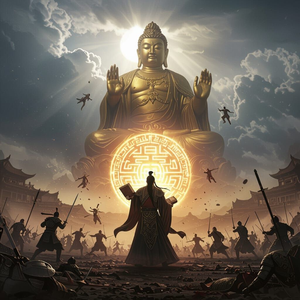 Epic Battle: Daoist Elder vs. Buddha Titan