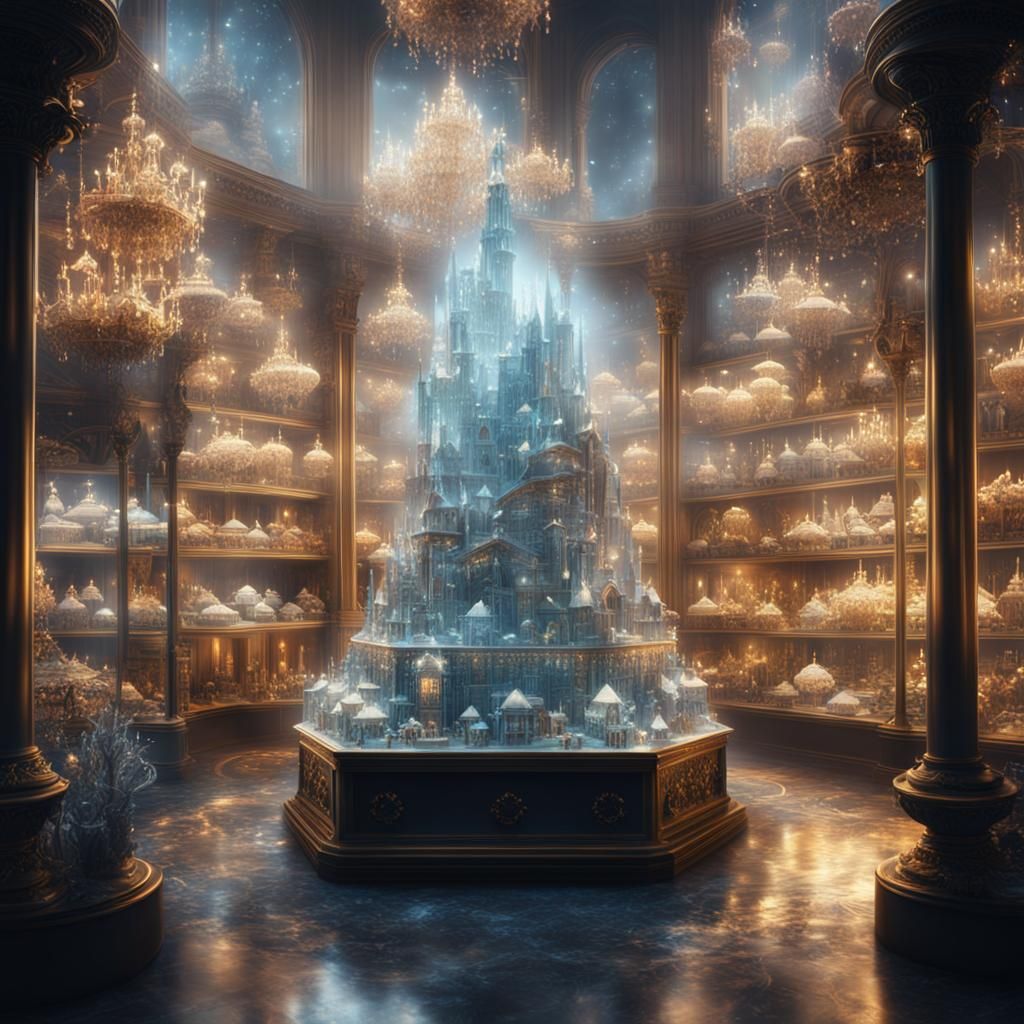 Sparkling Crystal Showcase in Brilliant Light