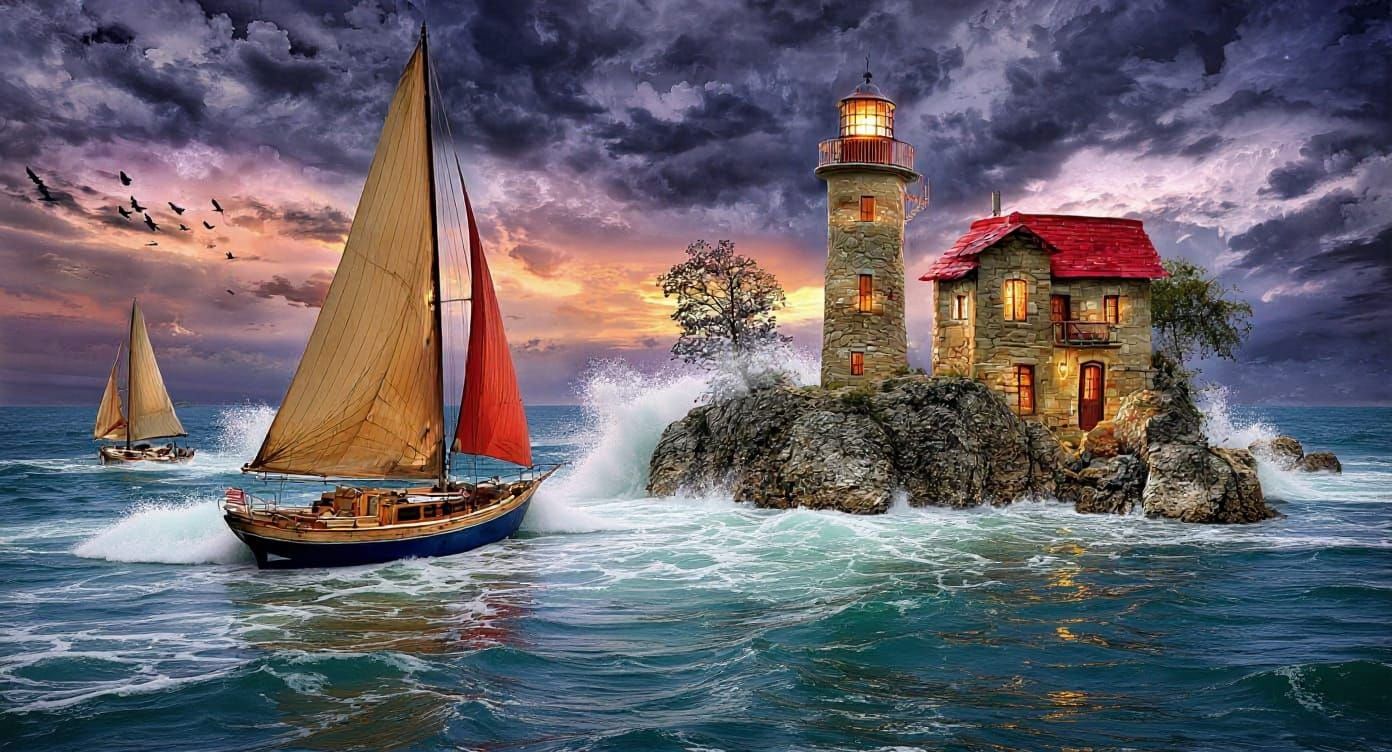 Ocean Waves Crashing on Rocks