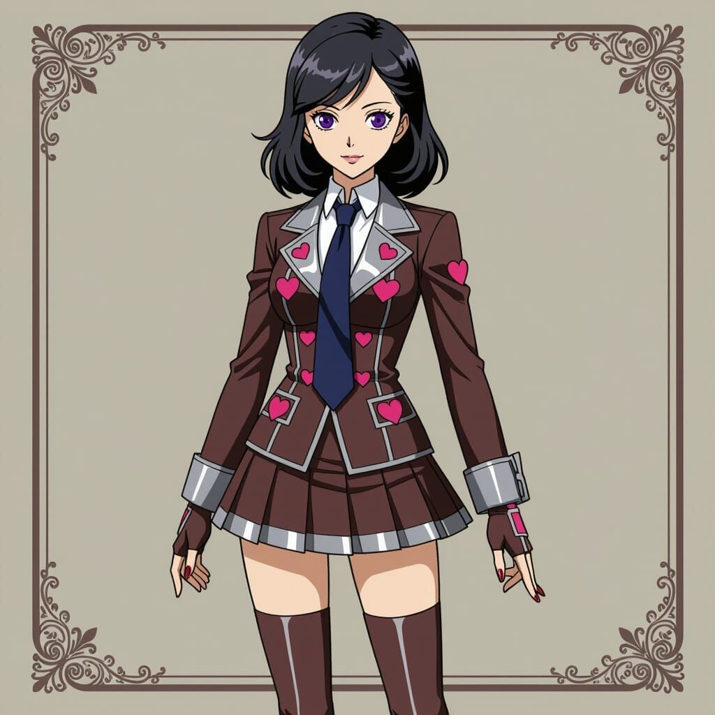 Maya Amano in Pink Heart Jacket and Silver Trimmed Skirt