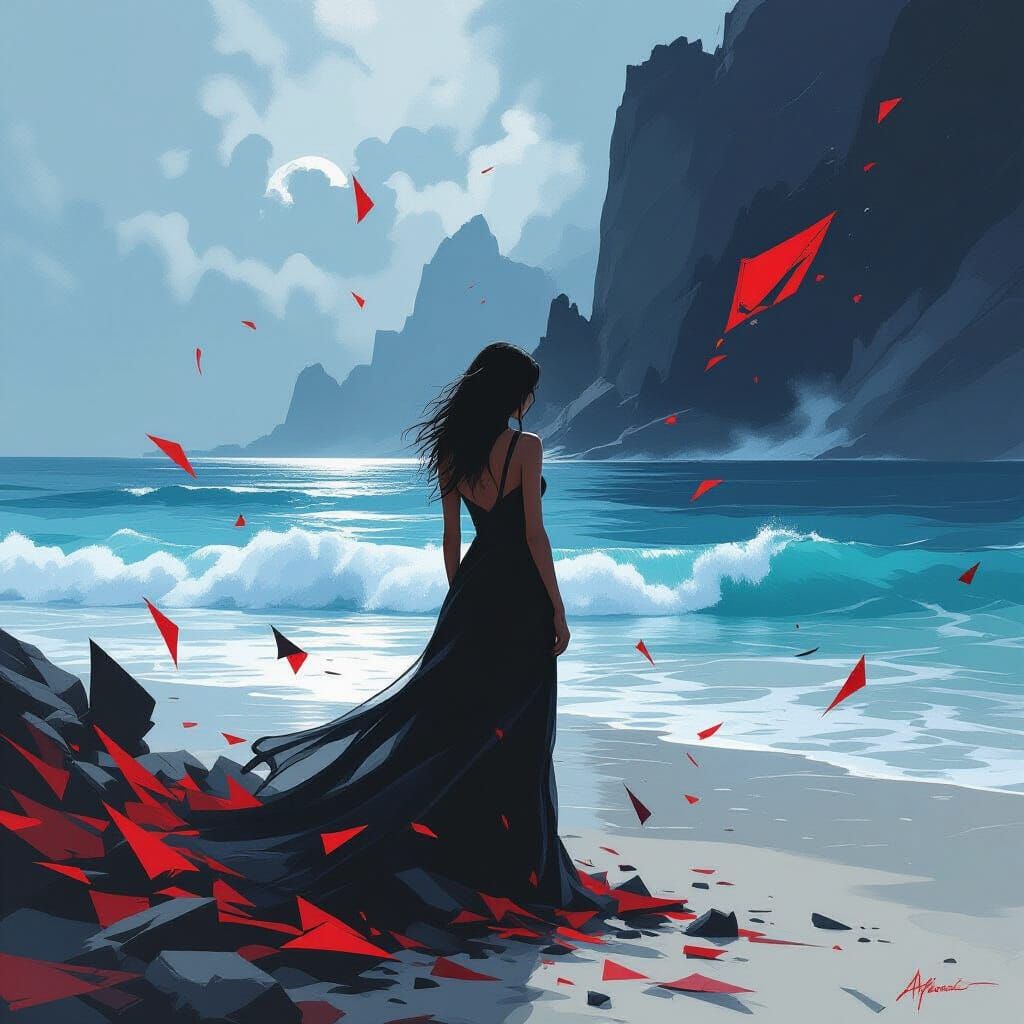 Surreal Transition: Chaos to Calm at Ocean's Edge