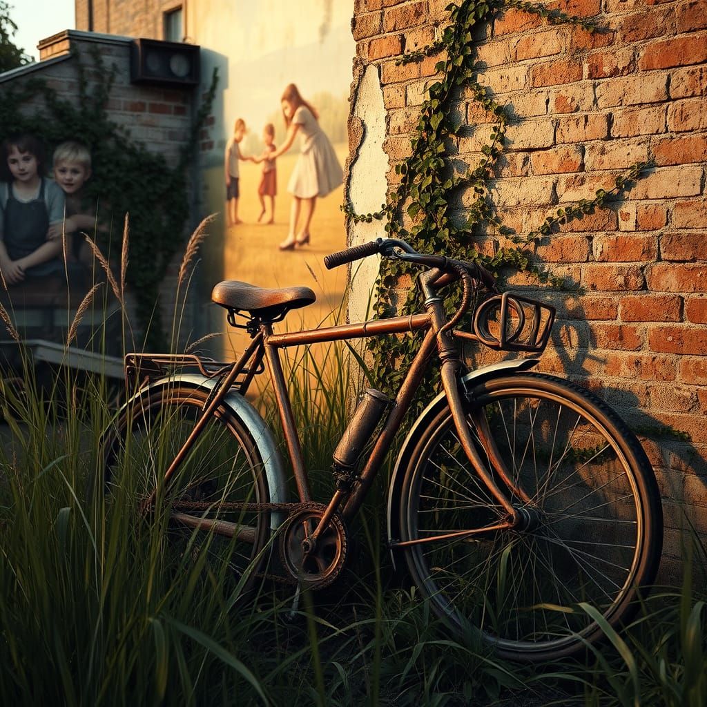 Forgotten Bicycle in Evening Light Digital Painting