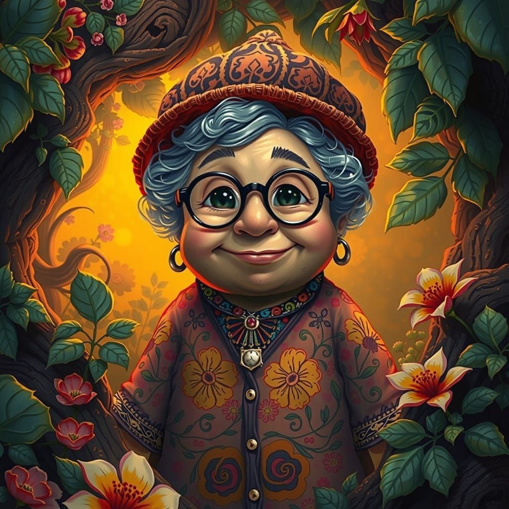 Grandma Potato in Garden, Children's Book Illustration