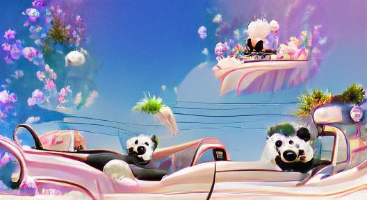 Panda Driving a Car on Sunny Day