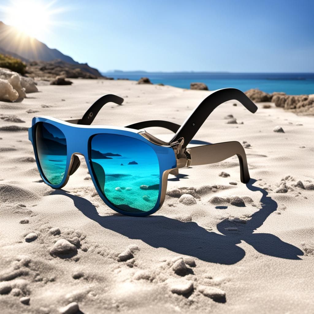 Goat on a Greek Beach Wearing Sunglasses