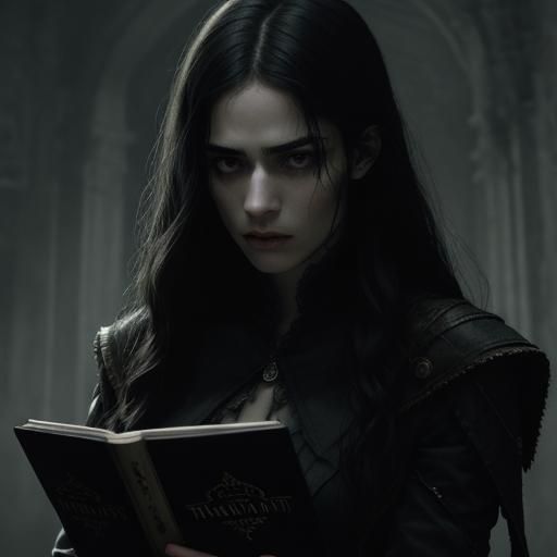 Cinematic Portrait of Nyarlathotep Reading Graphic Novel