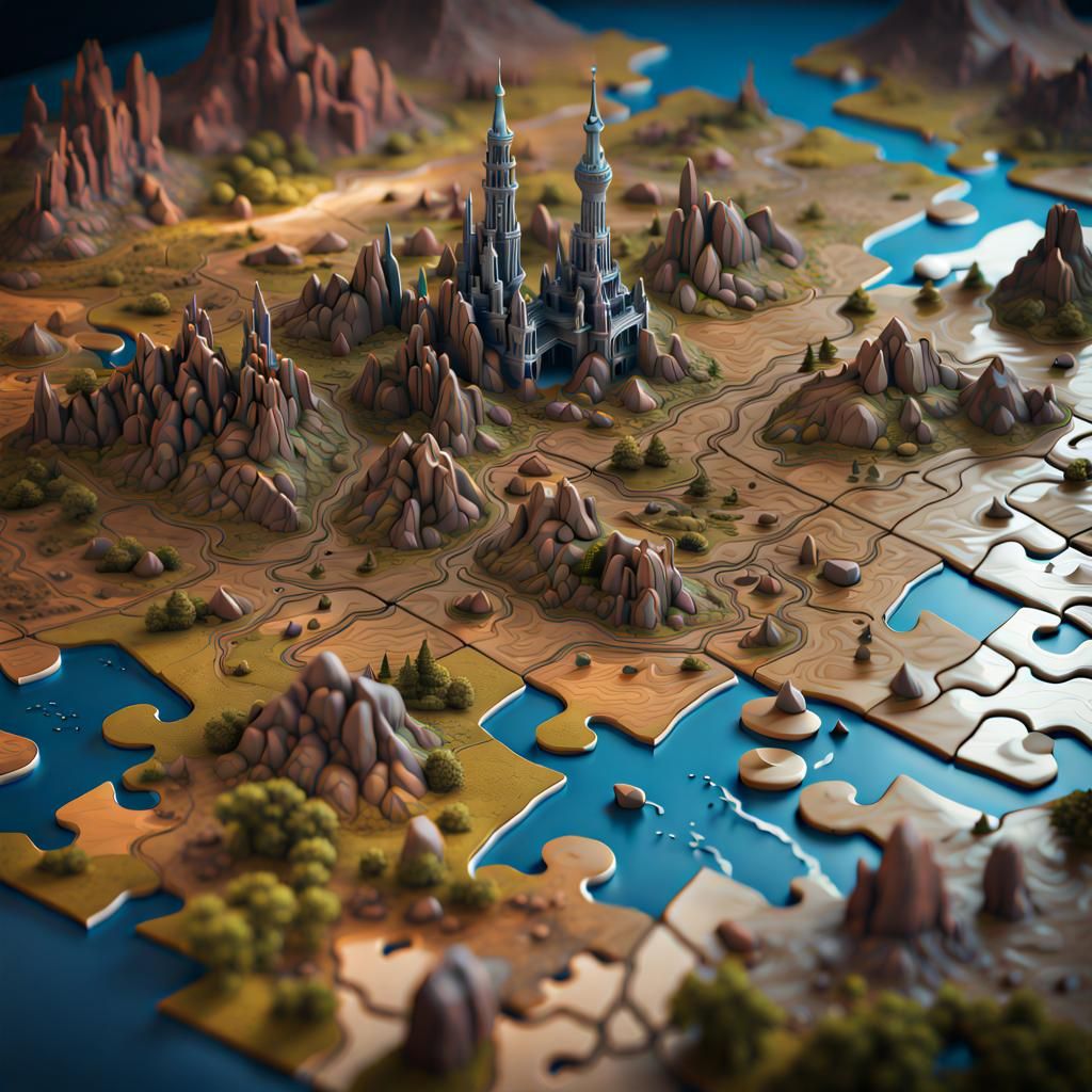 Giant 3d puzzle of a modern map