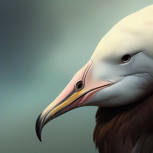 Hyperdetailed Albatross Portrait in Triadic Colors