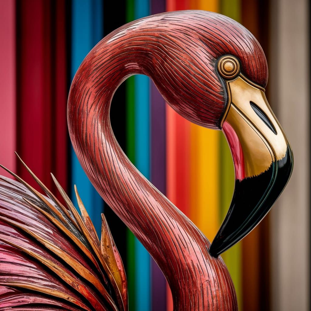 Chicago Flamingo Sculpture in Vibrant Hyperrealistic Detail