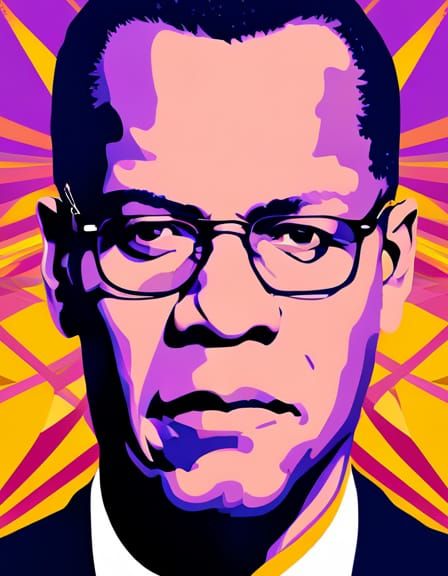 Pop Art Screen Print of Malcom X in Bauhaus Style