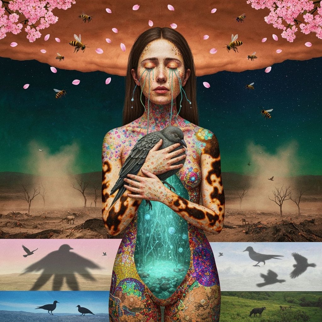 Mystical Shaman Bio Art Collage in Deep Forest Atmosphere