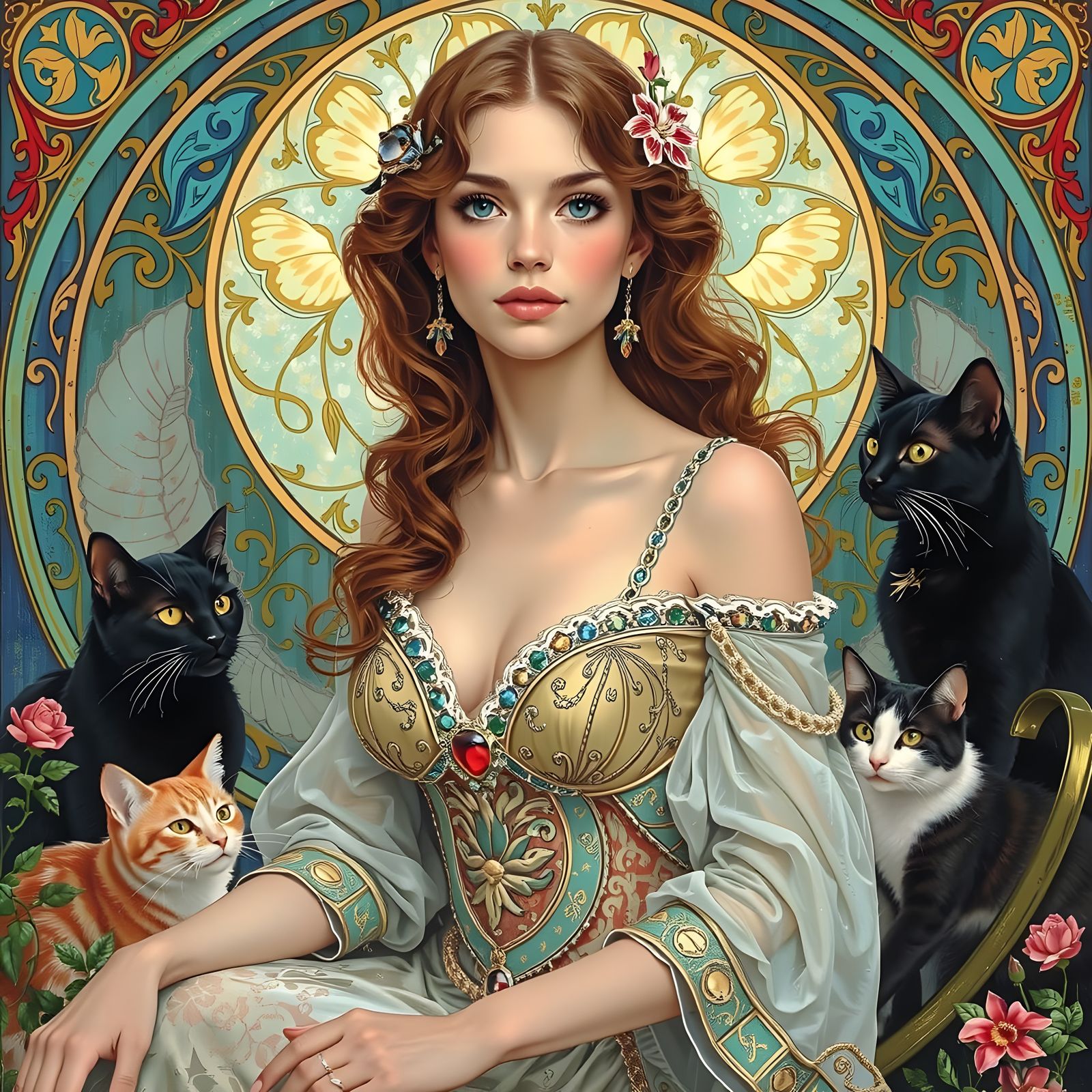 Cat Queen Portrait in Tonalist Style