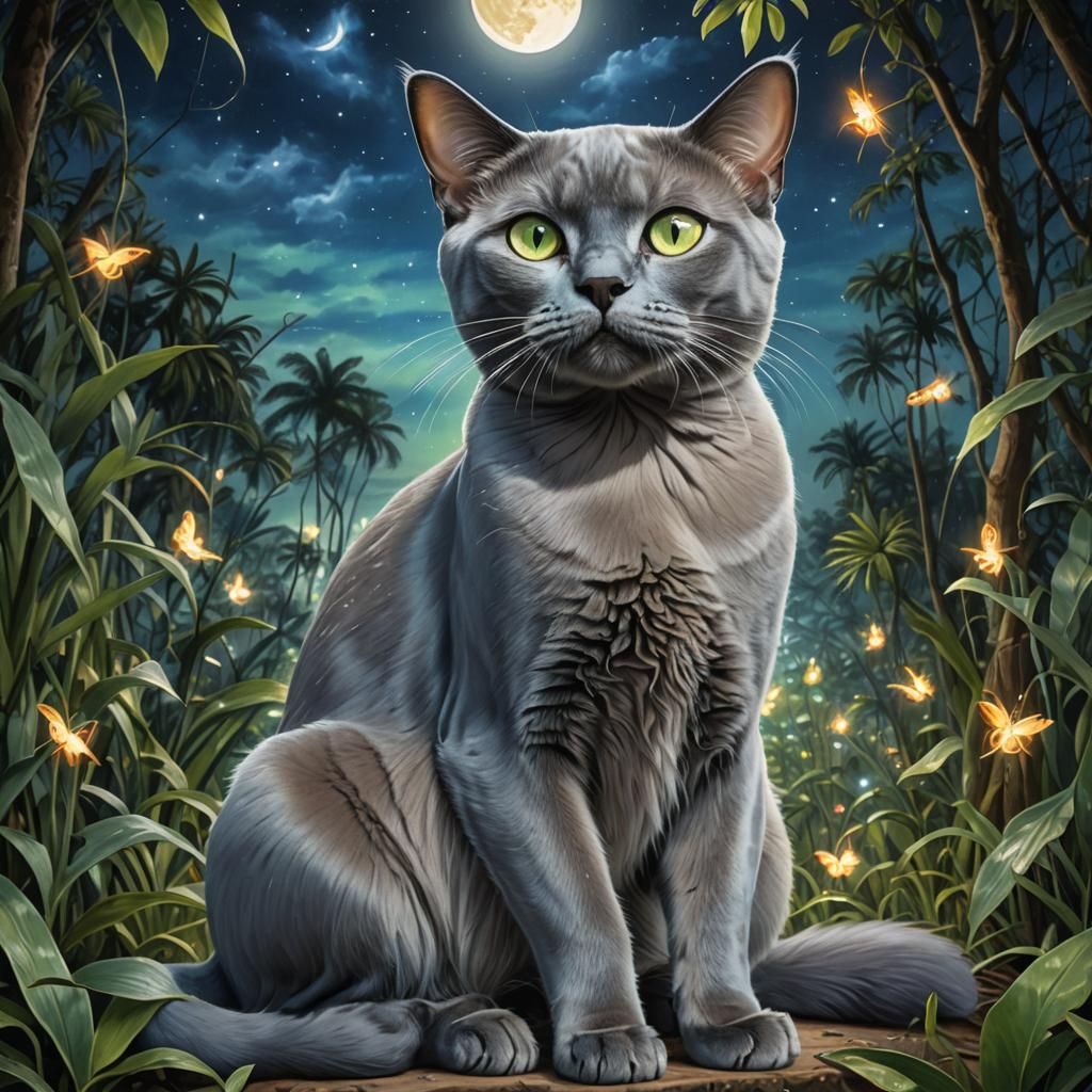 Blue Burmese Cats in a Magical Jungle
