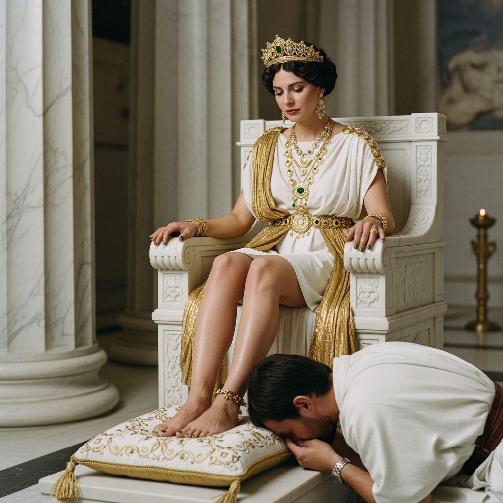 Greek Goddess on Throne in Temple, Professional Photography