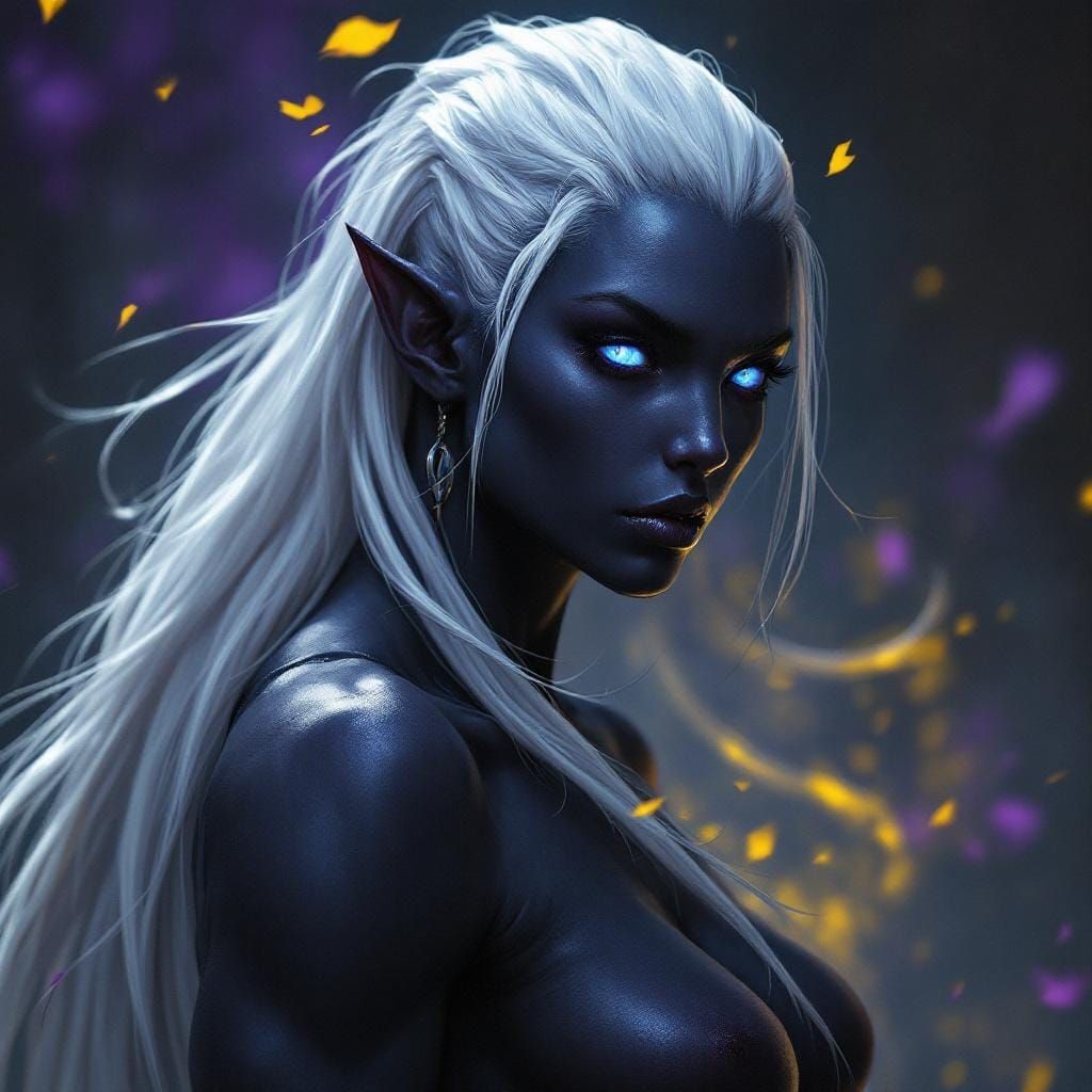 Hyperdetailed Drow Warrior in Dark Fantasy Style