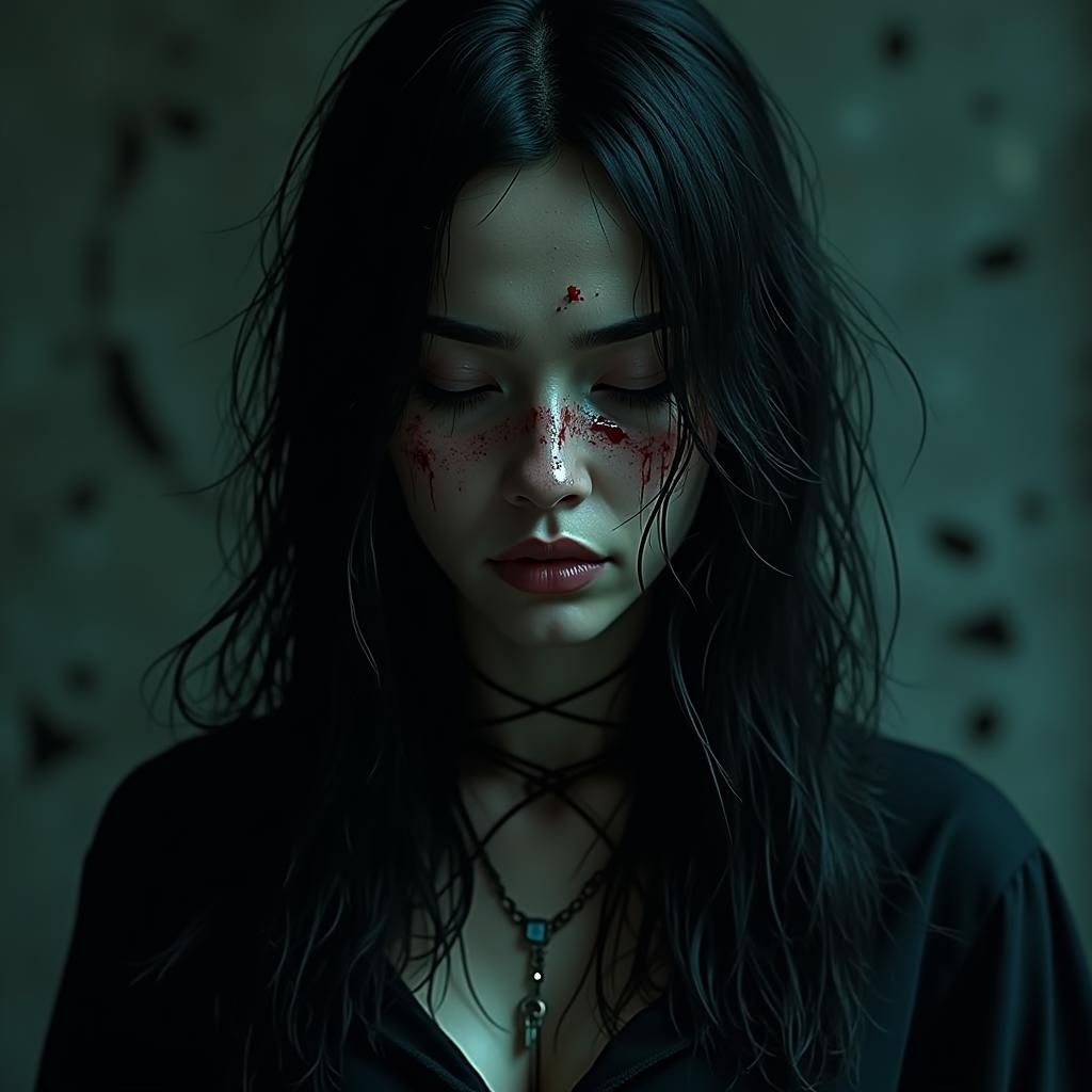 Shattered Portrait: Woman with Scars in Hyperrealism