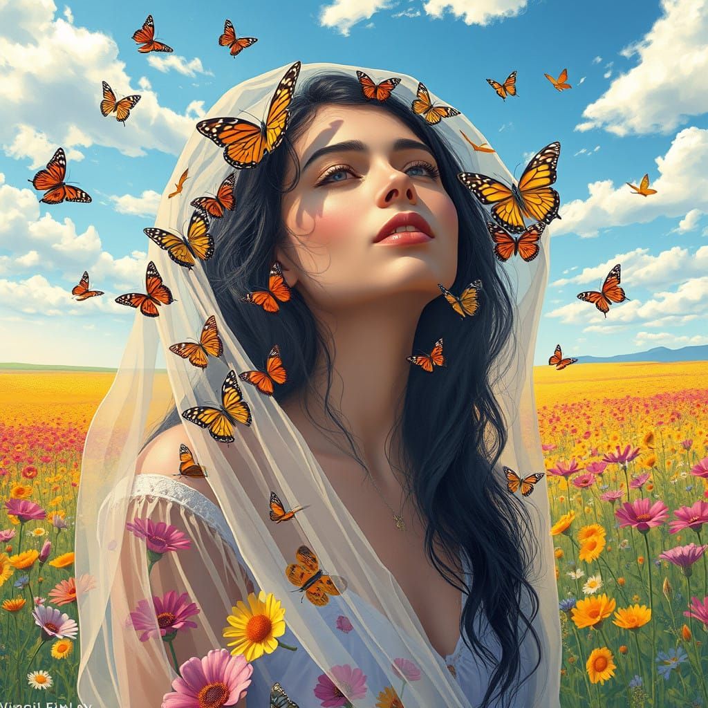 Betawi Woman in Vibrant Meadow Paradise