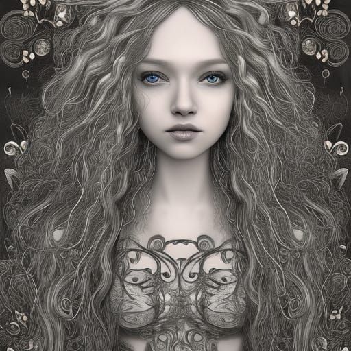 Ginger Haired Woman in Rain, Hyperdetailed Digital Art