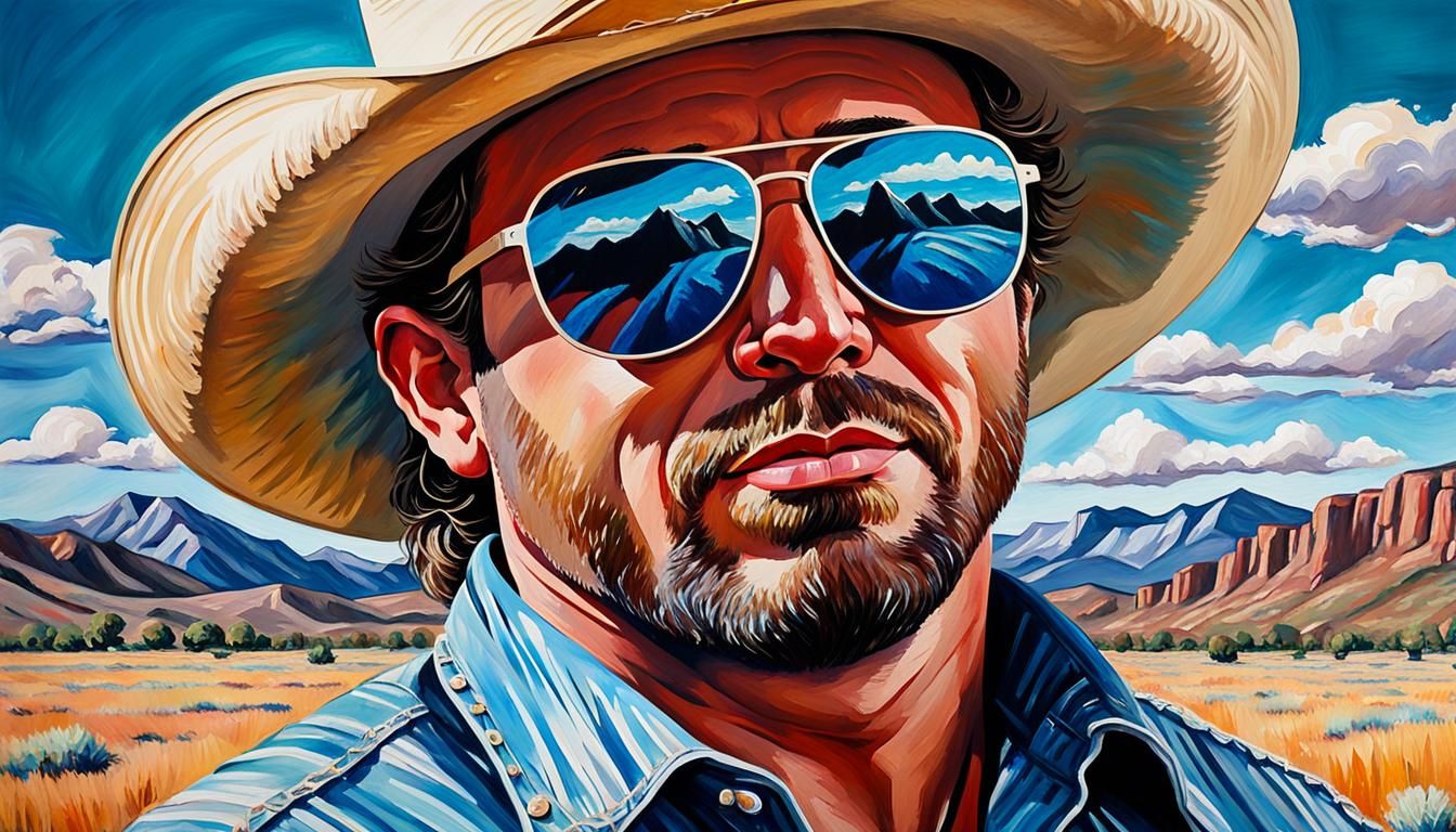 Garth Brooks Portrait in Watercolor Pop Art Style
