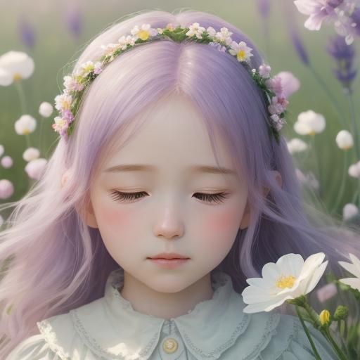 Baby Spirit of Air in Watercolor Garden