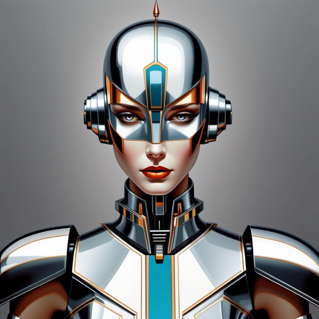 Art Deco Robot in Bold Metallic Colors