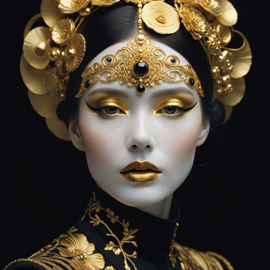 Portrait by Hedi Xandt, Gabriele Viertel and Klimt.. Black and gold