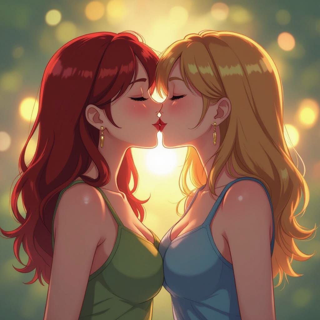 Anime Style Jessica and Summer Kissing