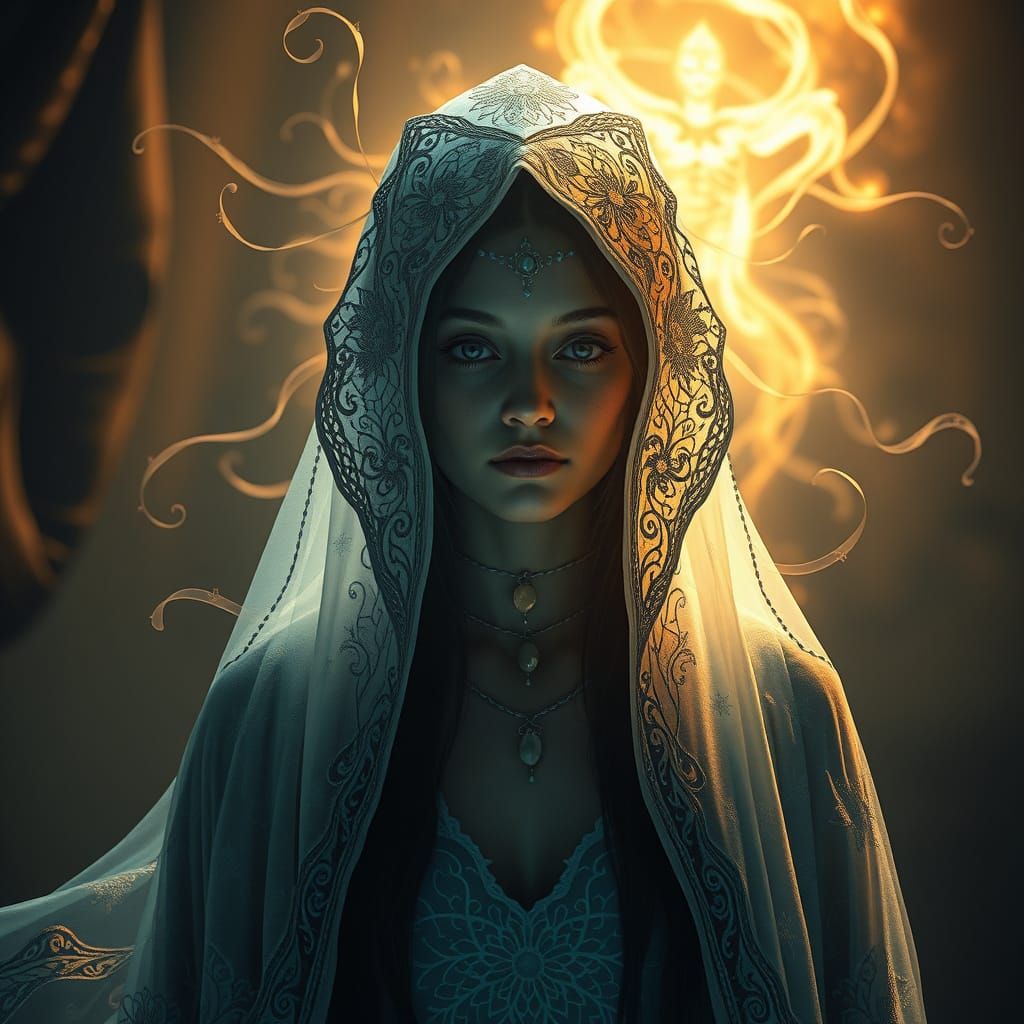 Ethereal Mystical Donna in Soft Golden Light