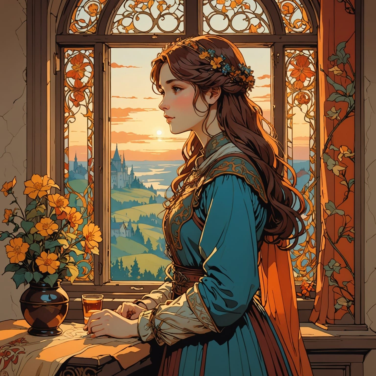 Medieval Dawn Beauty in Warm, Vibrant Colors