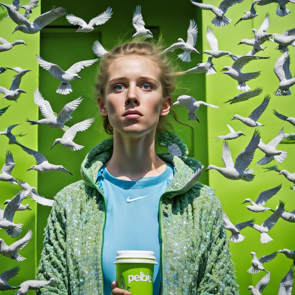 Hyperrealistic Council House Scene in Polaroid Colors