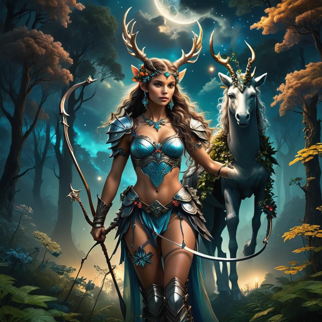 Centaur Archer in Ethereal Forest, Hyperrealistic Art
