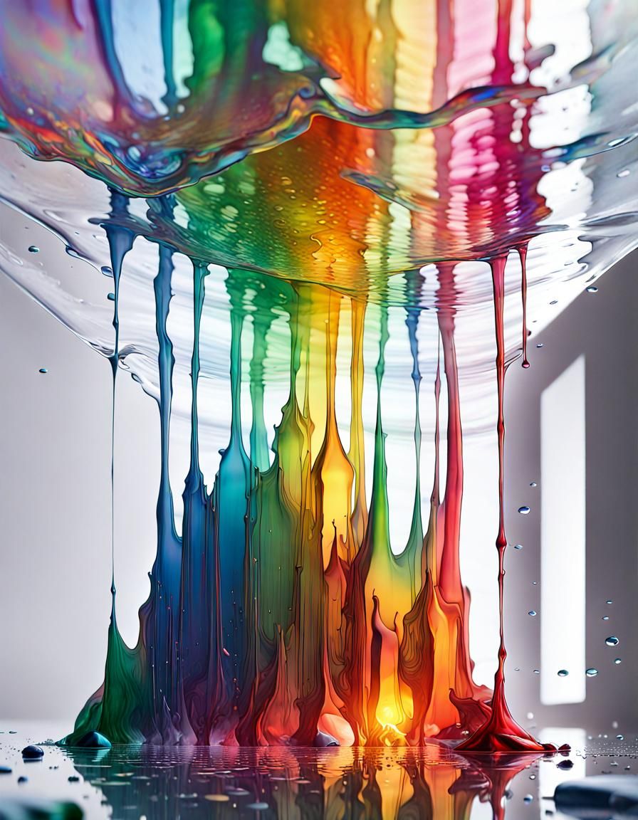 Transparent Rainbow City in Glass Landscape