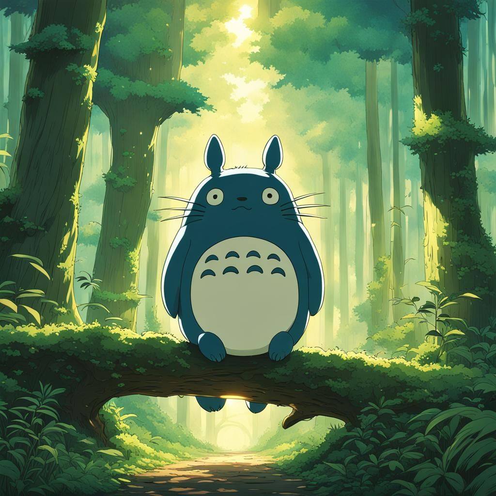 Serene Forest Face in Studio Ghibli Style