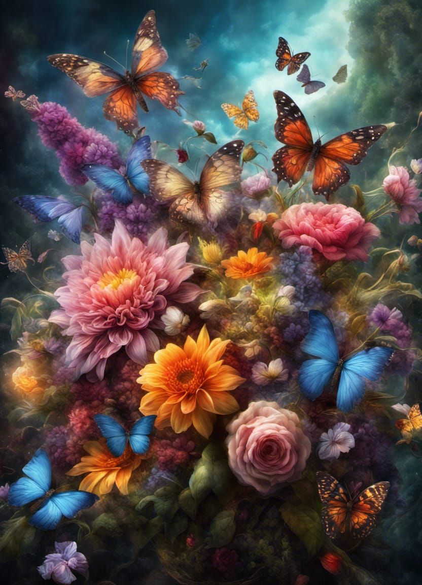 Magical Floral Bouquet in Fantasy Style